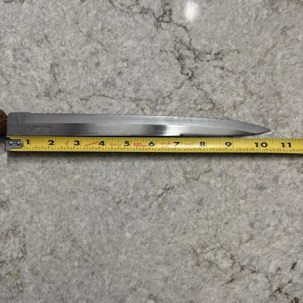 Vintage Pierre Santini Stainless Steel Serrated Carving Knife Wood Handle Japan